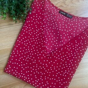 SHEIN Red and White Polka Dot Top